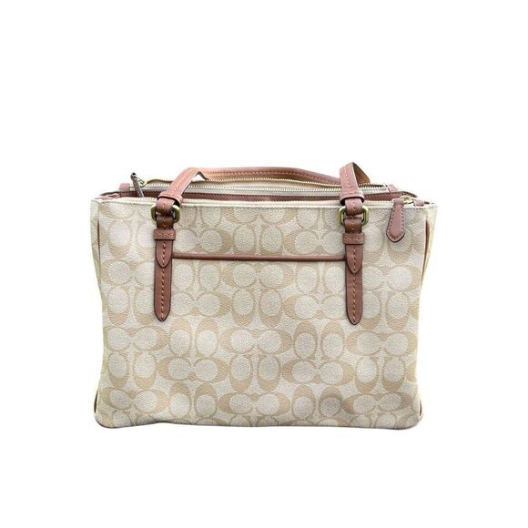 COACH Peyton Khaki & Brown Signature Jordan Double-Zip Carryall Bag F24603 - Picture 5 of 13